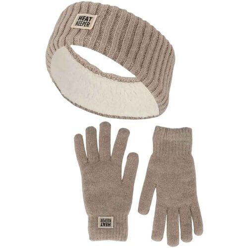 Heatkeeper Dames Winter Thermo Set - Hoofband + Handschoenen - Beige - One Size