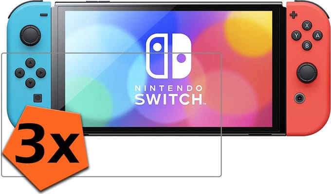 Screenprotector - Geschikt voor Nintendo Switch OLED Screenprotector Bescherm Glas - Tempered Glass Geschikt voor Nintendo Switch OLED Screen Protector - 3 PACK