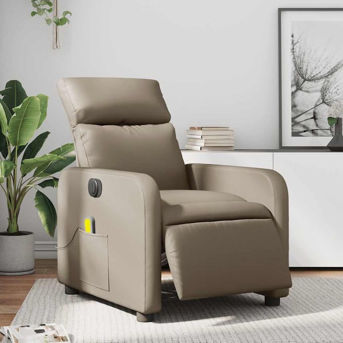 vidaXL - Massagestoel - verstelbaar - elektrisch - kunstleer - cappuccinokleurig