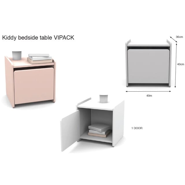 LUCEVI - Kiddy Kindernachtkastje- Hout - Roze - 40x36x41cm