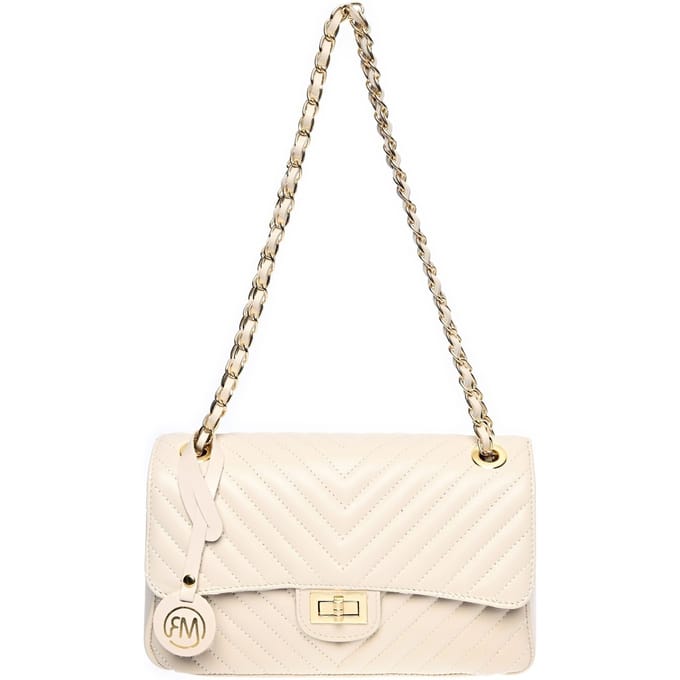 Roberta M Beige Rundleer Tas