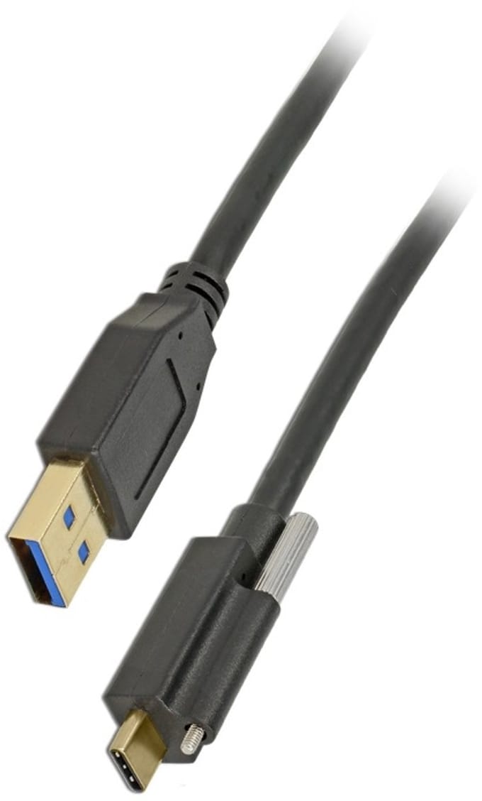 USB-A naar USB-C kabel - USB-C connector met 1 schroef - USB3.1 Gen 2 - tot 3A / zwart - 1 meter
