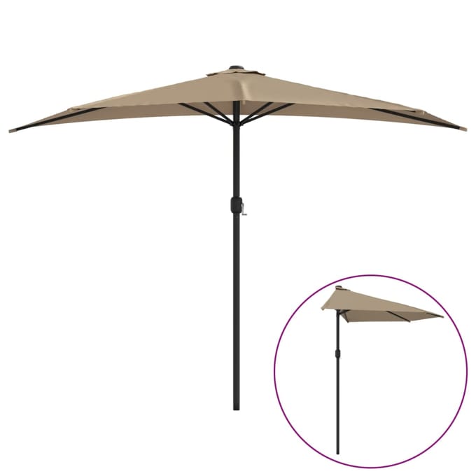 vidaXL - Balkonparasol - half - met - aluminium - paal - 300x155 - cm - taupe