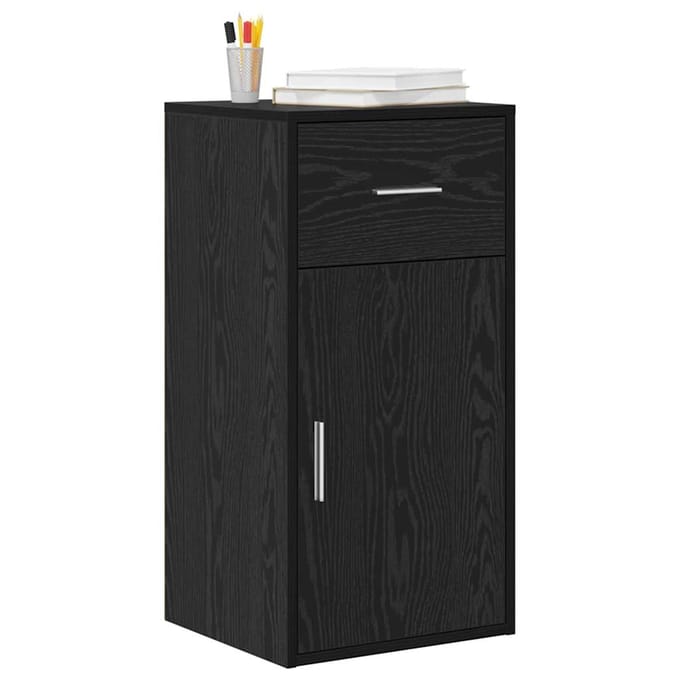 vidaXL - Dressoir - met - lade - Zwart - Eiken - 38 - x - 34 - x - 75 - cm