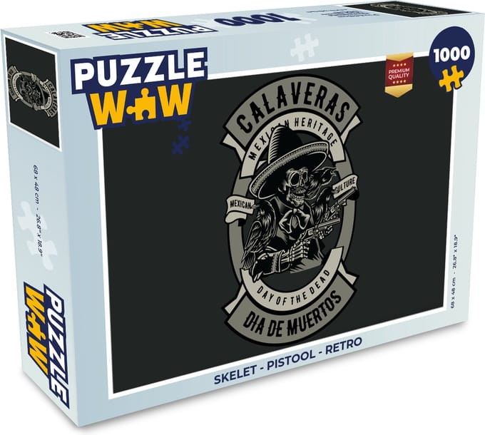 Puzzel Skelet - Pistool - Retro - Legpuzzel - Puzzel 1000 stukjes volwassenen