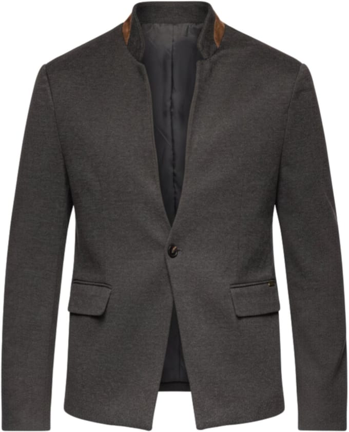 OMBRE Blazer - Regular Fit - Knopen - Gemeleerd Zwart gemêleerd M