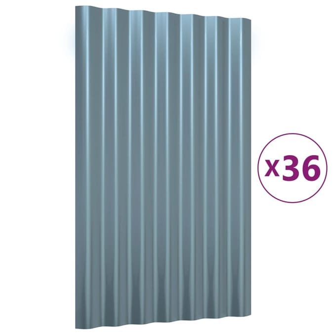 vidaXL - Dakpanelen - 36 - st - 60x36 - cm - gegalvaniseerd - staal - grijs