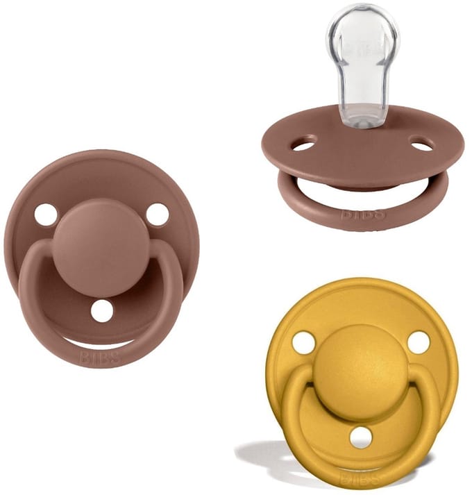 Bibs Speen De Lux - one size - silicone Herfst set van 4 stuks - 2x Woodchuck - 2 x Mustard