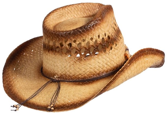 Strohoed Cowboy Festival Beige met Bruine Stenen