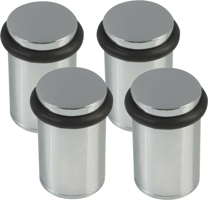 AMIG Deurstopper/deurbuffer - 4x - D32mm - inclusief schroeven - verchroomd