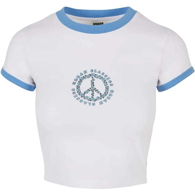 Urban Classics - Stretch Jersey Crop top - XL - Wit/Blauw