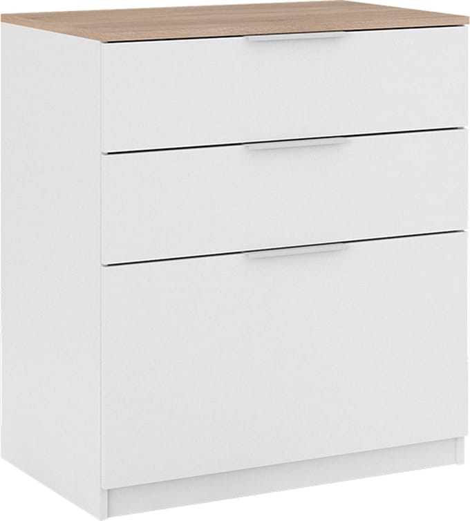 Vicco Betti Dressoir – 50 x 90 cm met 3 laden Wit/Sonoma