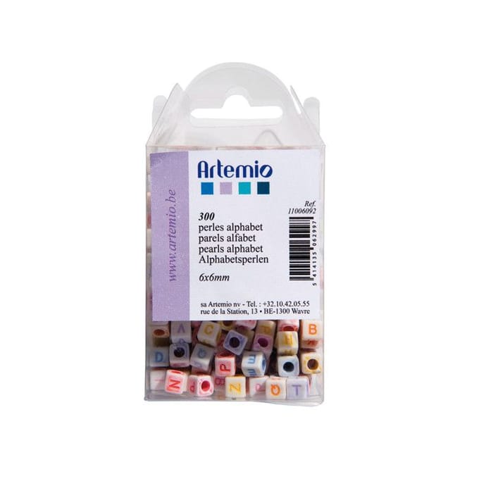 300 plastic alfabetkralen 6x6 mm
