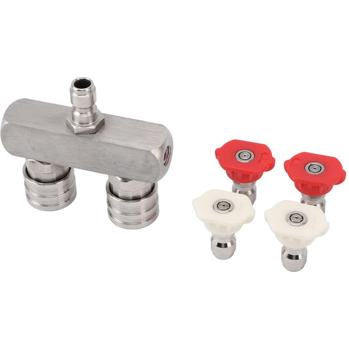 Dubbele Hogedrukreiniger Nozzle RVS met 1/4 Snelkoppeling 2 Kleuren Nozzle 2 in 1 Druk gray