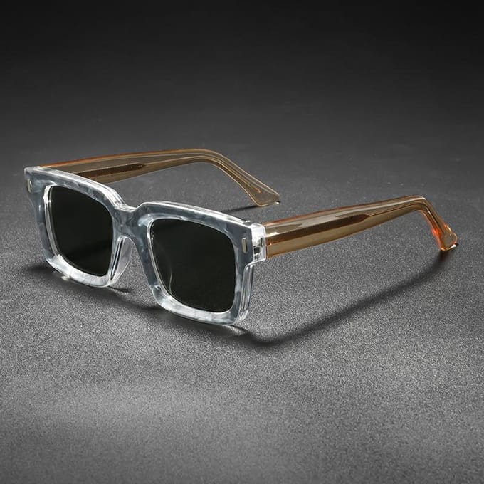 Mode Retro Dikke Poten Vierkant Frame Zonnebril Mannen Vrouwen Populair Merk Groot Frame Zwart Grijs Bril gray
