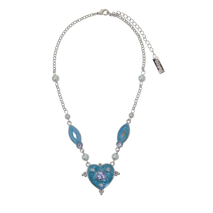 Behave® Korte Ketting - Blauwe Hart Hanger - Nikkelvrij - Verstelbaar