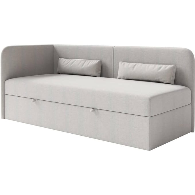 Jeugdbed Cambrils chenille links 90 x 200 cm met opbergruimte | NADUVI Collection