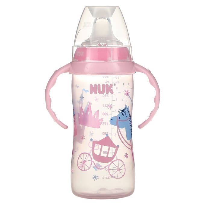 NUK, grote leerbeker, vanaf 8 maanden, prinses/roze, 300 ml (10 oz) white