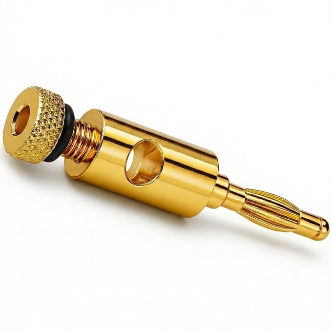 Goobay Banaanplug met schroefaansluiting, verguld, 4 mm, kleurring zwart