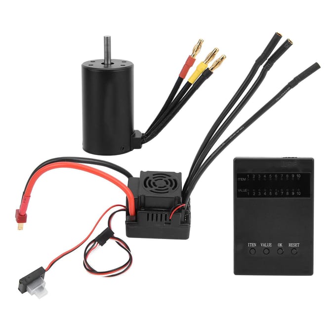 3660 3800KV Waterdichte Borstelloze Motor 80A ESC Programmeerkaart Combo Set voor 1 8 RC Auto black