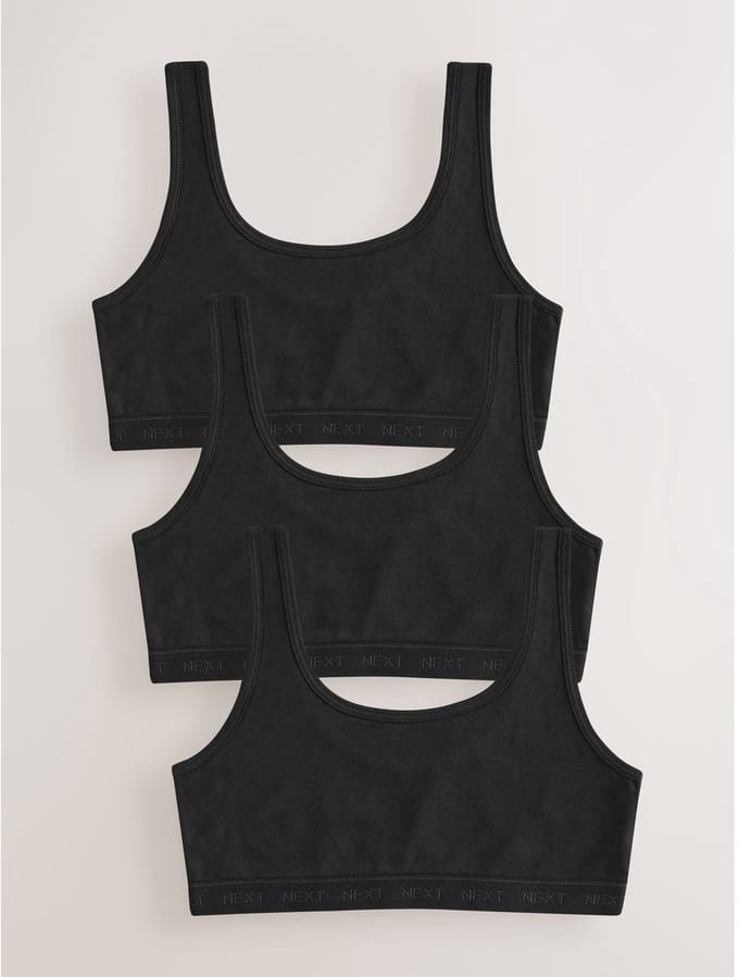Next - Meisjes - Set van 3 korte Scoop tops - Zwart