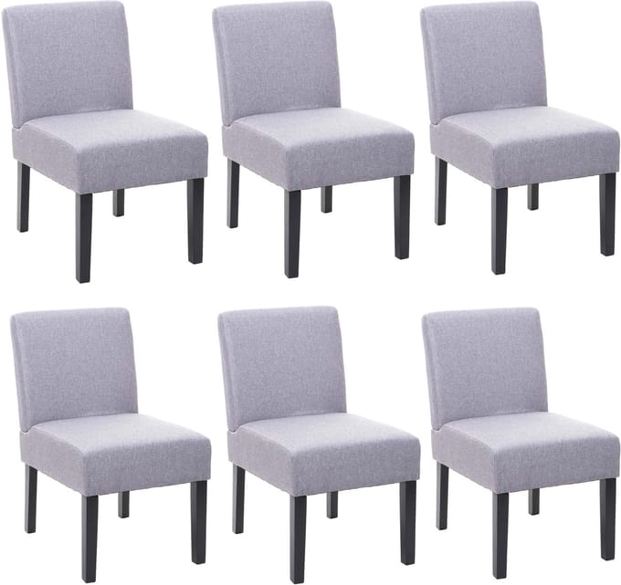 Set van 6 eetkamerstoel MCW-F61, stoel loungestoel, stof/textiel ~ grijs
