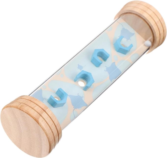 Regenmaker Speelgoed - Sensorisch Instrument - Muzikale Ontwikkeling - Doolhof Ontwerp - 15.5 cm - Beige
