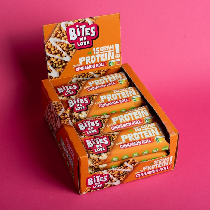 BitesWeLove Protein Bar Cinnamon Roll eiwitreep 6 x 12 x 50g - 72 stuks