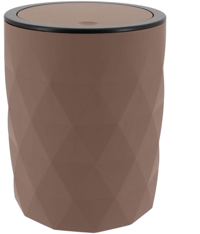 Tendance Badkamer prullenbak Diamond - bruin - kunststof - 8 x 34 cm