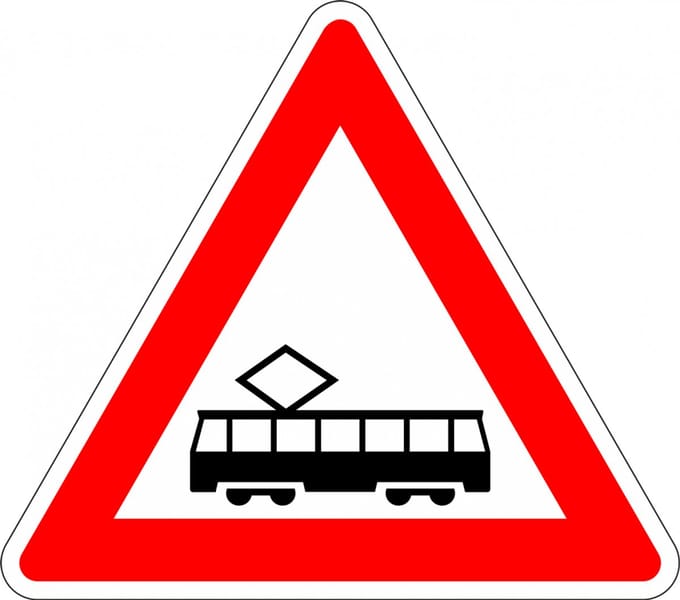 Tram kruising sticker, J14 100 mm
