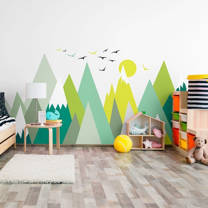 Kinderstickers met Scandinavische berglandschappen van Lincika, 100 x 150 cm