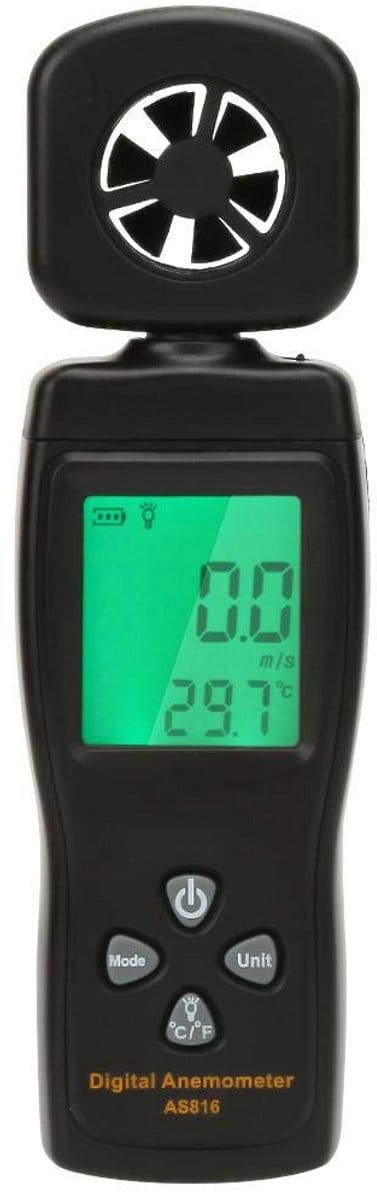 Digitale Anemometer - Windmeter - Windmetingen Verrichten - Temperatuurweergave - 30m/s - Zwart