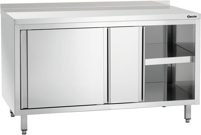 Bartscher Werkkast B1400 - RVS - 2 Schuifdeuren - Tussenschap - Achter rand - 1400x700x850mm