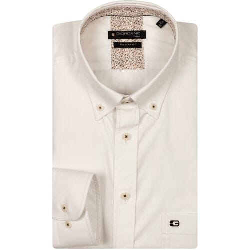 Giordano Overhemd Ivy Washed Plain Twill Mini Flower Contrast Wit / male