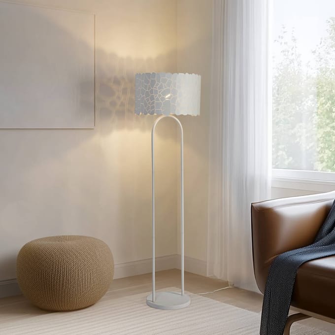 Lindby - vloerlamp - 1licht - Metaal - H: 143.5 cm - E27 - wit