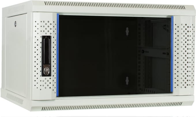 DSIT 6U witte wandkast met glazen deur 600x450x368mm (BxDxH) - serverbehuizing - serverrack - serverkast - 19 inch