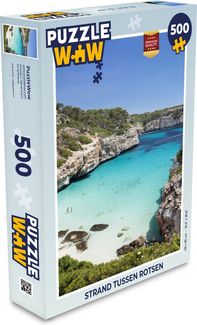 Puzzel Strand tussen rotsen - Legpuzzel - Puzzel 500 stukjes