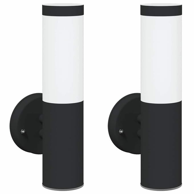vidaXL Buiten Wandlamp 2 st Zwart 15 x 7,5 x 33 cm