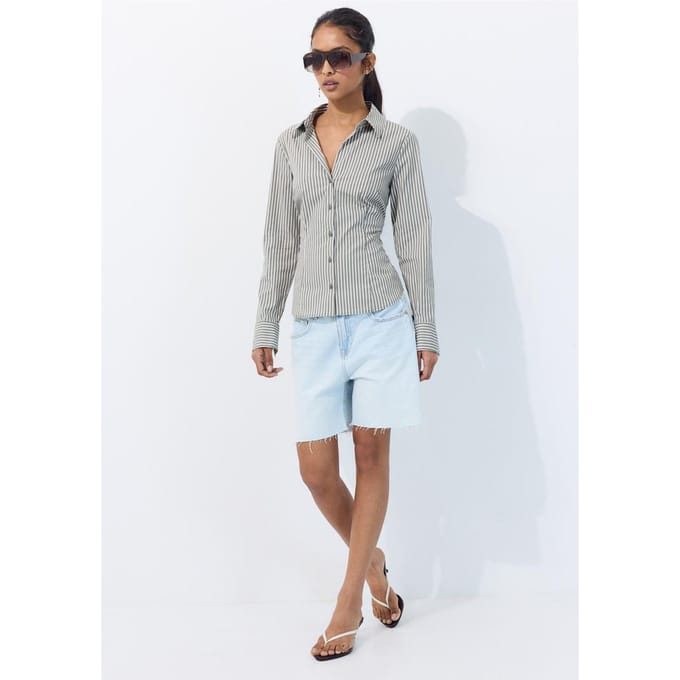 Stradivarius Basic fitted overhemd  Kaki S