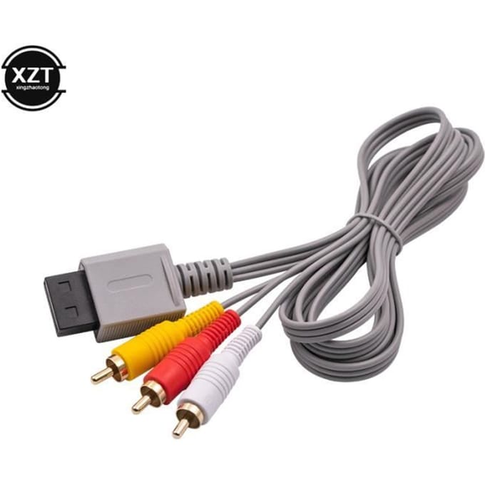 1.8m 3 Câbles RCA pour Nintendo Wii Console de contrôleur Audio Vidéo Câble AV Composite 480p plaqué Or 3RCA