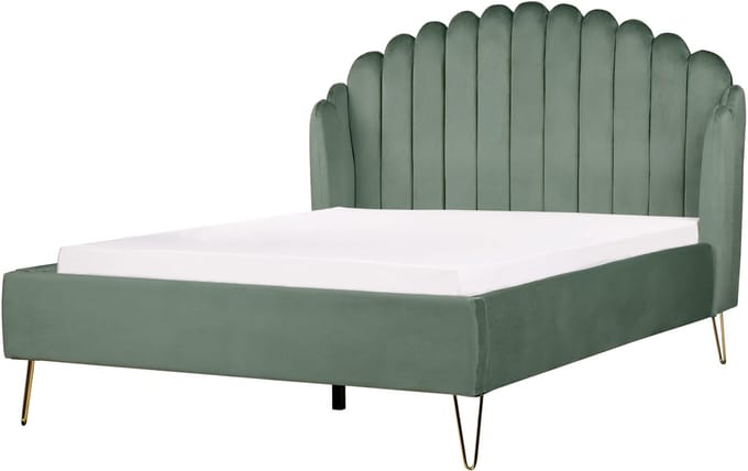 AMBILLOU - Tweepersoonsbed - Groen - 140 x 200 cm - Fluweel