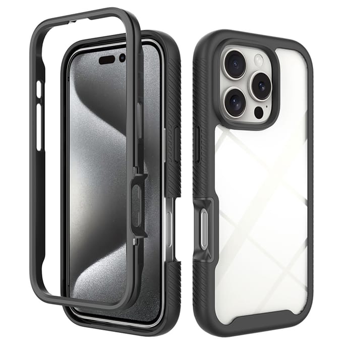 imoshion Hoesje - Geschikt voor Apple iPhone 16 Pro - 360° Full Protective Case - Zwart