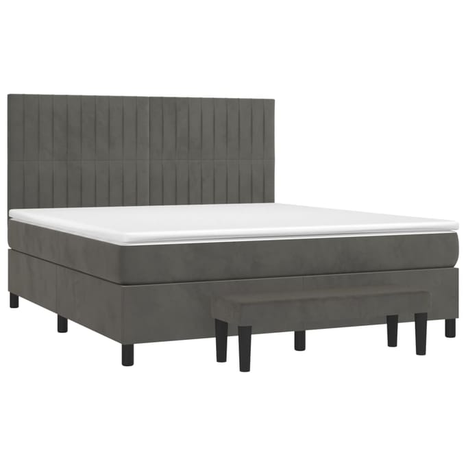 vidaXL - Boxspring - met - matras - fluweel - donkergrijs - 160x200 - cm