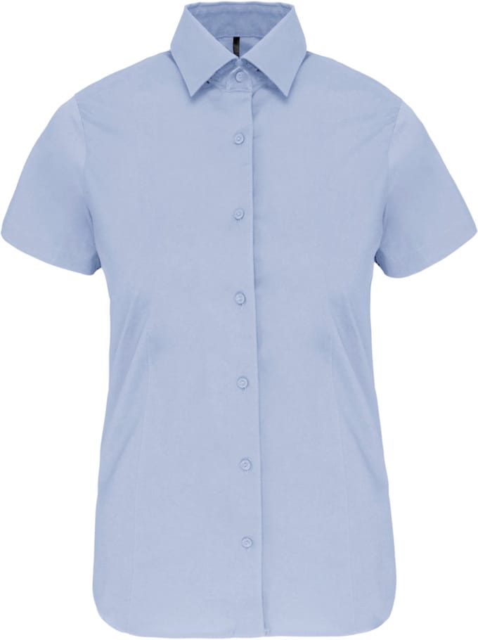 Kariban Dames stretch blouse korte mouwen K532 - light blue - M