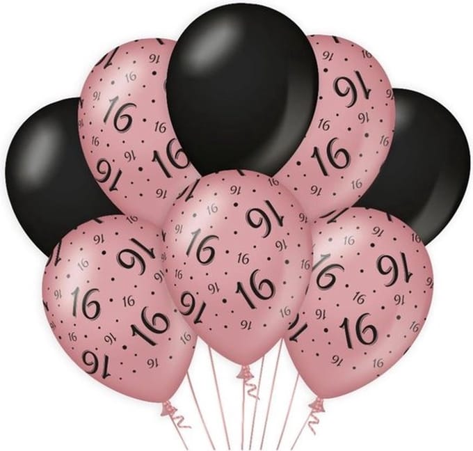 Paperdreams Decoratie ballonnen roze/zwart - 16