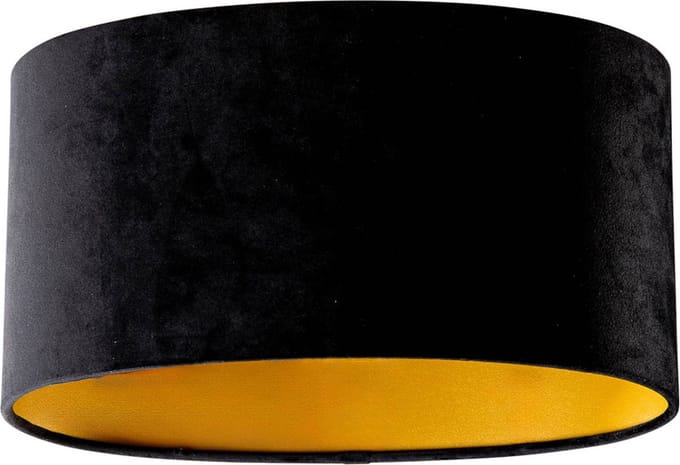 Qazqa klassiek Lampenkap - Cilinder Velours - zwart, ovaal, supports-e27