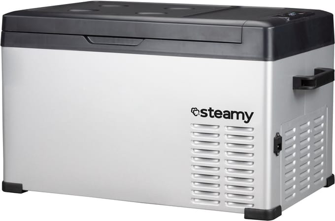 Steamy-E Single Zone Elektrische Compressor Koelbox - Single Zone - 27 liter - 12V en 230V - voor auto en camping - Zilver