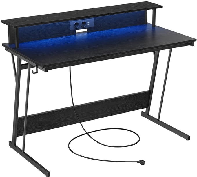 MAZAZU - Bureau - Gamebureau - Met verlichting - Zwart - 120x50x76