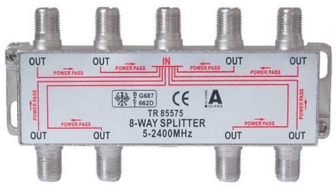 F satelliet splitter met 8 uitgangen / 5-2400 MHz