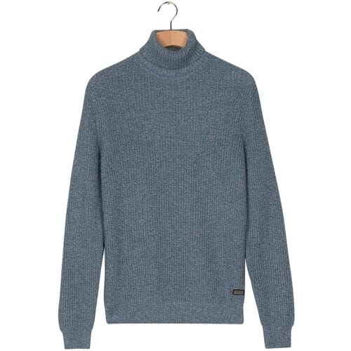 Baileys Trui Rollneck Mouliné Rib Structure Soft Blue / male